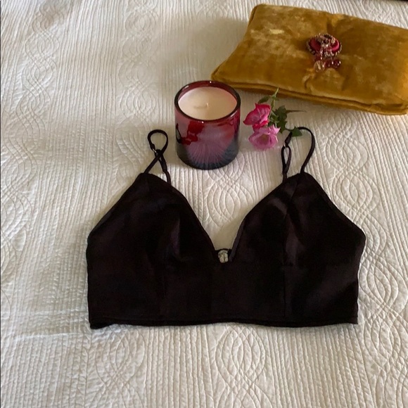 FREE PEOPLE INTIMATELY PARADISE BRAMI BLACK SATIN RAW EDGE DETAIL LAST SZ S - Picture 4 of 10